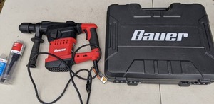 lot 28 image: Bauer Variable Speed Rotary Hammer Kit plus Case, Chuck, Adapter & Bits