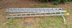 lot 586 image: Set of 2 Aluminum Ladders 12 with Stabilizer, 14 Extendable