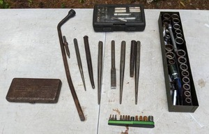 lot 599 image: Craftsman Socket and Ratchet Wrench Set, Stonemason Tools, and More
