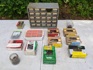 lot 594 image: Multi-Drawer Storage Box and Hardware Grip-Fast, Spax, Philstone, Knox, Project Pro, Etc.