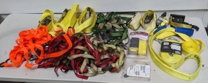 lot 673 image: Collection of New and Used Ratcheting Tie Down Straps