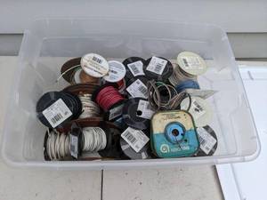 lot 662 image: Wanting Wire  Craving Cable  Bin Full of Wire and Cable Spools  Belden, Cerrowire, Philips Magnavox, Hi Temp Wire Co. and More