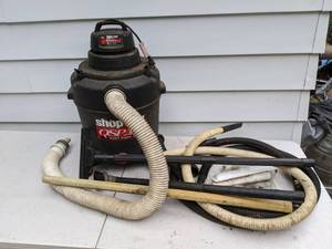 lot 664 image: Shop Vac QSP 12 Gallon Wet Dry Vacuum with Hoses and Attachments