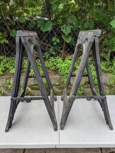 lot 740 image: Set of (2) Folding Saw Horses, Black