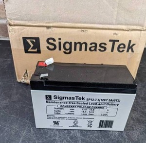 lot 716 image: NEW Set of 4 SigmasTek 12 Volt 7.5 Amp Maintenance Free Sealed Lead Acid Batteries