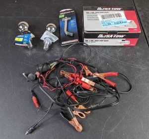 lot 613 image: New Trailer Accessories Hitch Balls (2 & 1-78), Receiver Pin, Jack Foot Base and More