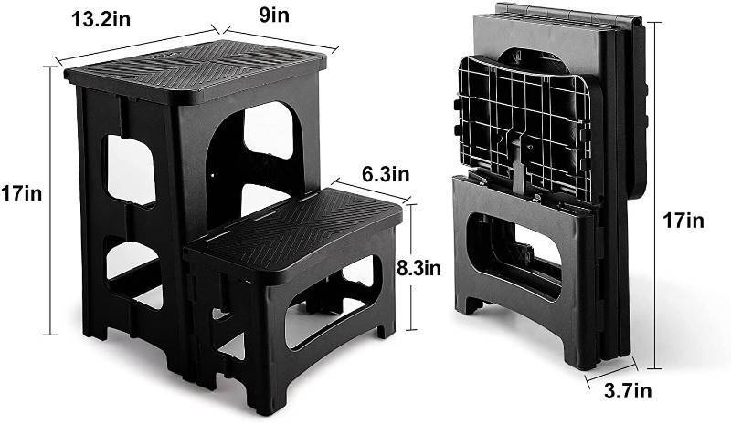 Totally Living Easy Auto-Fold 2 Step Stool, Black