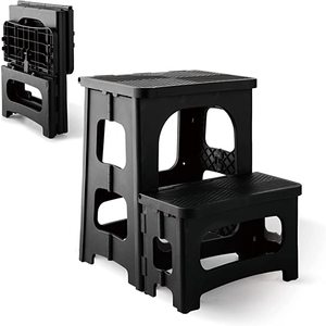 Totally Living Easy Auto-Fold 2 Step Stool, Black