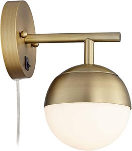 Luna Mid Century Modern Indoor Wall Mount Lamp, Antique Brass