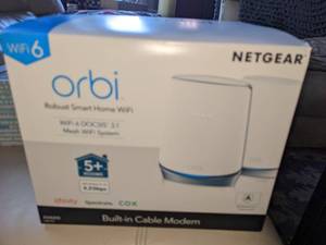NETGEAR Orbi Whole Home WiFi 6 System with DOCSIS 3.1 Built-in Cable Modem (CBK752)