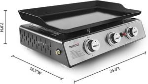 Royal Gourmet PD1301S Portable 24-Inch 3-Burner Table Top Gas Grill Griddle