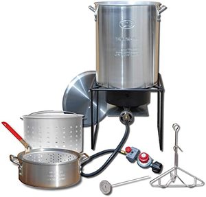 King Kooker Propane Outdoor Fry Boil Package with 2 Pots, Silver