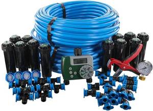 Orbit 50021 In-Ground Blu-Lock Tubing System and Digital Hose Faucet Timer, 2-Zone Sprinkler Kit