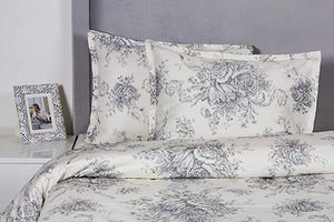 Melange Home Gray & White Toile Cotton Quilt Set, King
