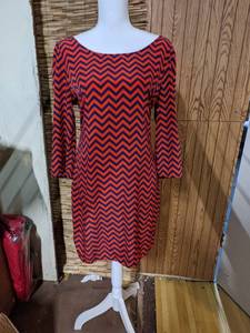 Pink Owl Orange and Blue Chevron Dress Size 6