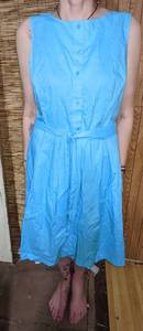Talbots Sleeveless Casual Cotton Blue Dress, Sz 12 Petite