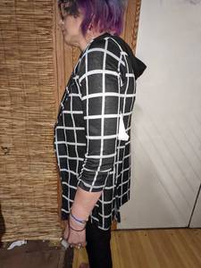 Almost Famous Cravefame Casual Black and White Hooded Jacket, Sz XS