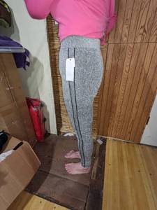 Macys Ultra Flirt Shine Metalic Silver Leggings, Sz L
