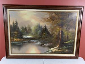 lot 14 image: Framed Original Landscape Painting Signed by Artist Mendez