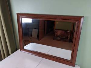 lot 120 image: Delta Walnut Framed Wall Mirror, 24 x 36
