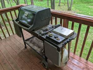 lot 51 image: Weber Genesis Silver BBQ Grill, Grilling Tools and Propane Tank