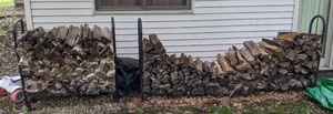 lot 41 image: Pair of Firewood Stands (43 and 98) Plus Firewood