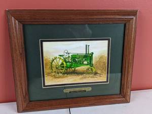 lot 110 image: Vintage John Deere Model A Unstyled American Memory Framed Print by Edward C. Schaefer, 12 x 10
