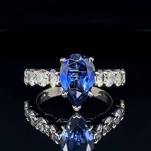lot 3 image: High-End Designer MARTIN FLYER Platinum Ring 4.70ctw Blue Sapphire & Diamond VS-FG. $15,999 retail VIDEO 