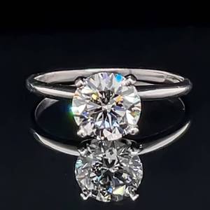 lot 7 image: 14k Solitaire Ring 1.37ct. Round Diamond VS2-G, w. Laser Inscribed IGI Report $8,900 Retail VIDEO