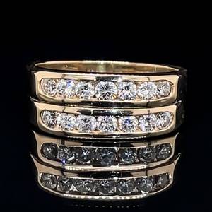 lot 16 image: Mens or Womens 1.00ctw Diamond Double Band Low Profile Dual Ring in 14k Yellow Gold $3100 VIDEO