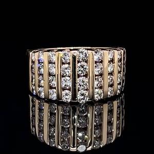lot 17 image: Fine Quality 2.00 CARAT Diamond VS Clarity Wide Channel Bar 9-Row Ring in 14k Yellow Gold $4999 Retail VIDEO