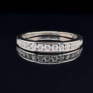 lot 38 image: Classic Luxury 0.50ctw Diamond Channel Band 14 Eternity Slim Stacking Ring in White Gold $1575 Retail