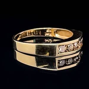 lot 103 image: Classic Elegance 0.50ctw Fancy Champagne Diamond 5-Stone Square Top Channel Band Estate Ring in 14k Yellow Gold