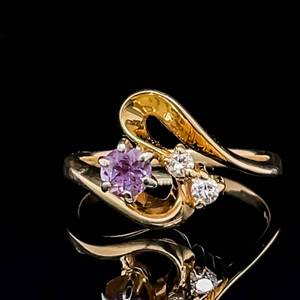 lot 104 image: Gorgeous Color Sapphire & Diamond Cluster Cocktail Vintage Estate Swirl Ring in 14k Yellow Gold