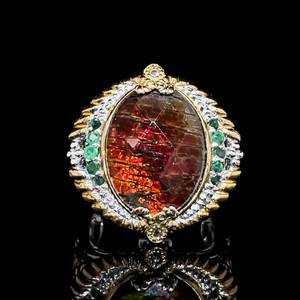 lot 115 image: Stunning Designer Emerald and Quartz Doublet Enchanted Fantasy Ring