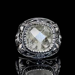 lot 117 image: Vintage Style Gothic Rutilated Quartz Cushion Cut 3D Fantasy Garden Forest Ring