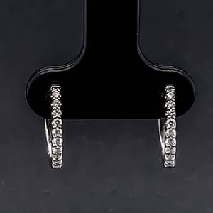 lot 24 image: Classic Luxury 0.26ctw Diamond Small Slim Hoops in White Gold $999 Retail