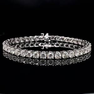 lot 5 image: Fine Quality Craftsmanship 12.99 CARAT Round Brilliant Diamond Tennis Bracelet in 14k White Gold - 19.64 GRAMS $25,100 Retail VIDEO