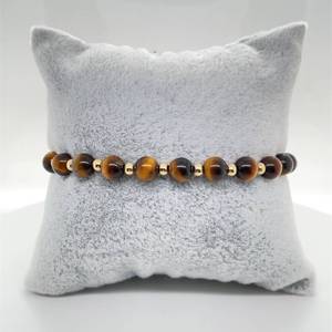 lot 88 image: Shimmering Tigers Eye Buffed Gold Bead Layering Bracelet in 14k Yellow Gold