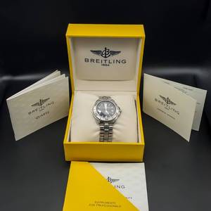 lot 41A image: Breitling Shark A58605 Blue Dial 41mm Stainless Steel Watch w Box & Card $1900 Retail VIDEO