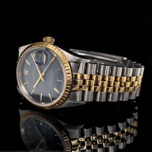 lot 19A image: Rolex 1500 Date 18k Yellow Gold and Stainless Steel Black Dial Jubilee Watch $6000 Retail VIDEO