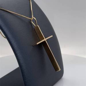 lot 92 image: Modern Slim Minimalist Cross Pendant in 14k Yellow Gold Estate