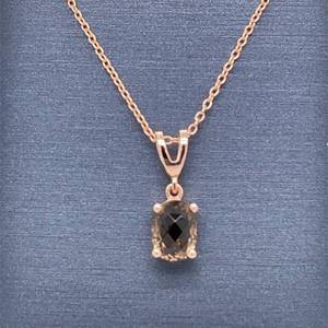 lot 71 image: COMES WITH TAG Designer LE VIAN Oval Smoky Quartz Solitaire Pendant Necklace in Yellow 925 Sterling Silver