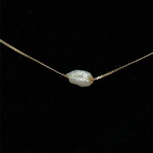 lot 96 image: Contemporary Classic Free Form White Pearl Box Chain Station Layering Necklace in 14k Yellow Gold