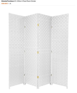 Oriental Furniture 6 ft. White 4-Panel Room Divider. See Pictures