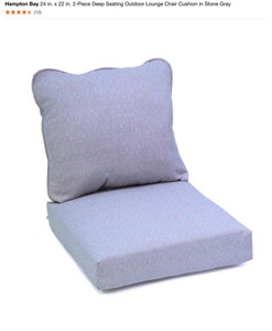 (3) Hampton Bay 24 in. x 22 in. 2-Piece Deep Seating Outdoor Lounge Chair Cushion in Stone Gray. See Pictures