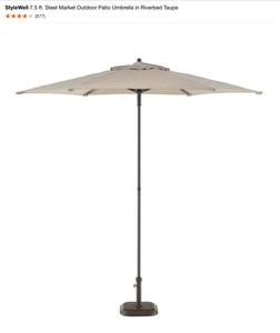 StyleWell 7.5 ft. Steel Market Outdoor Patio Umbrella in Riverbed Taupe. See Pictures