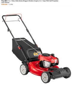 Troy-Bilt 21 in. 140cc 550e Series Briggs & Stratton Engine 2-in-1 Gas FWD Self Propelled Lawn Mower. See Pictures