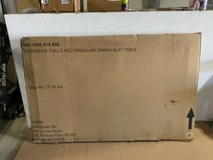 Hampton Bay Glenridge Falls Metal Outdoor Dining Table with Wood Finish Slat Top. See Pictures