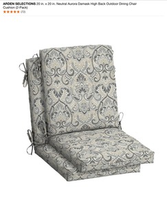 ARDEN SELECTIONS 20 in. x 20 in. Neutral Aurora Damask High Back Outdoor Dining Chair Cushion (2-Pack). See Pictures